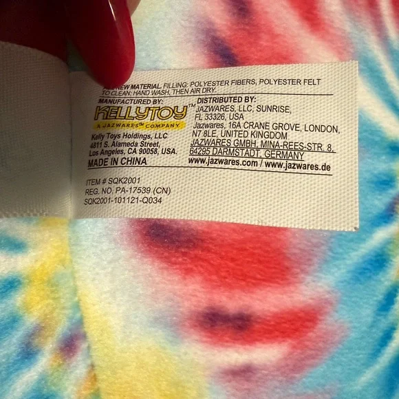 Squishmallows Tie Dye Cat Plush Large Kellytoy Rainbow Pastel Kawaii Pillow - Picture 8 of 9